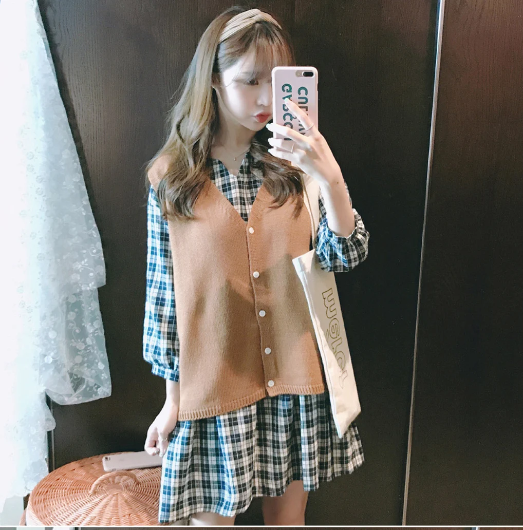 

knitted vest New Office Lady Leisure Casual 2018 Spring Autumn Women Vest Wool Sweater Vests Sleeveless V Neck Female Vest