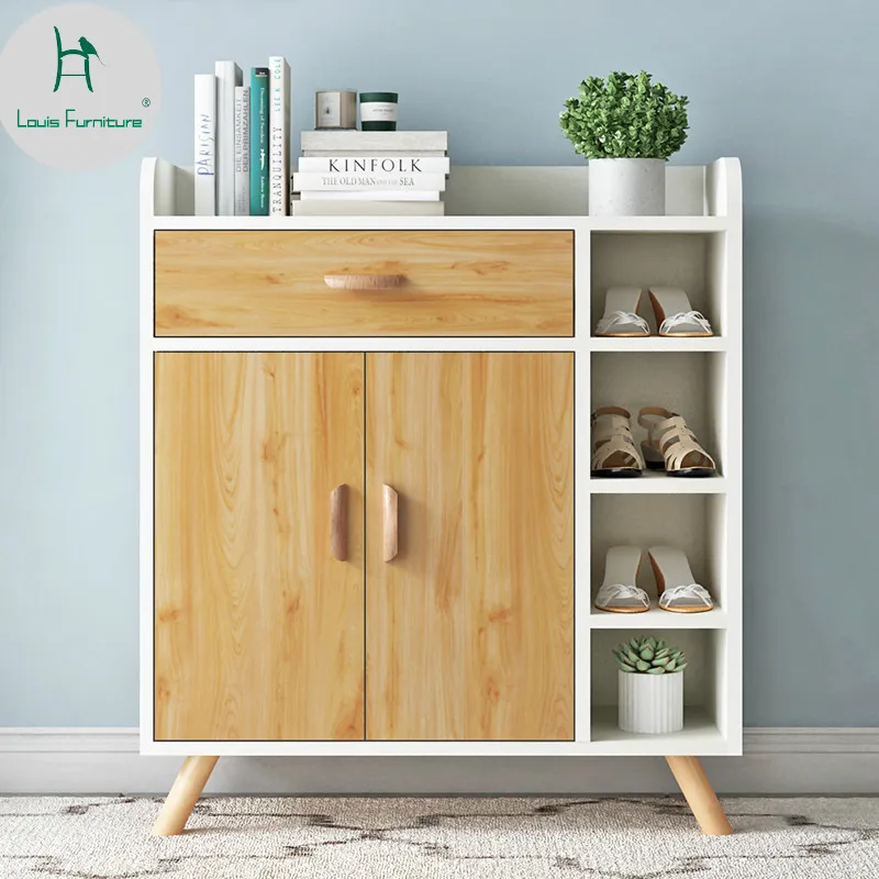 

Louis Fashion Nordic Shoe Cabinet Simple Modern Entrance Hall Doorway Solid Wood Leg Living Room Balcony Locker