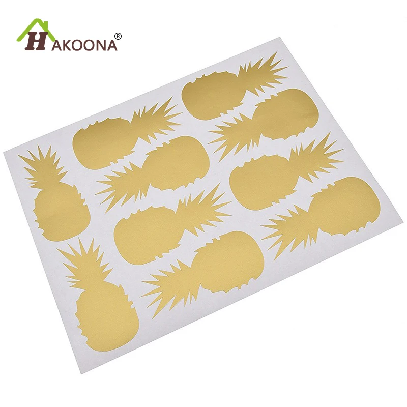 

HAKON ACute DIY Pineapple Wall Stickers Baby Kids Room Wall Decal Black Gold Silver Decor 10 Pcs