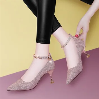 

New casual high heel shoes spring and autumn hot PU stiletto women's shoes fashion wild comfortable soft women's single shoes