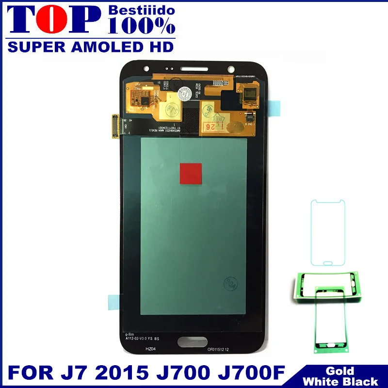

For Samsung Galaxy J7 2015 J700 J700F J700H J700M AMOLED LCD Display Touch Screen Digitizer Assembly Phone LCDs Adhesive Sticker