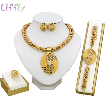 

African Jewelry Sets Crystal Necklace Earrings Ring Bracelet Wedding Nigeria Jewelry Sets for Women Fashion Bridal Jewelry