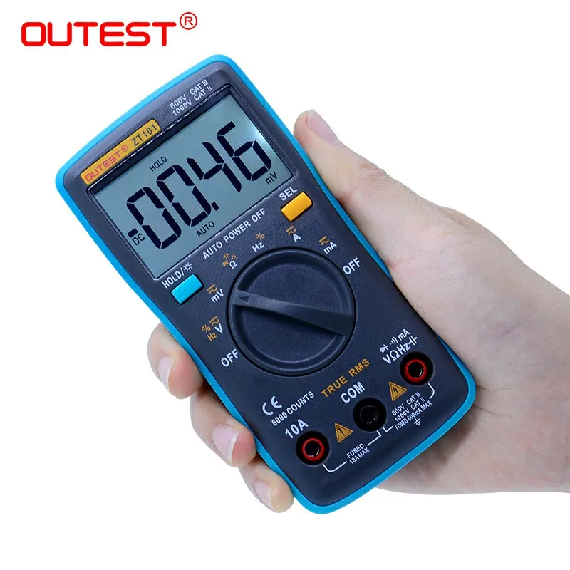 

ZT101 Digital Multimeter 6000 Counts Professional AC/DC Ammeter Voltmeter Resistance Current Ohm Portable Meter WithBacklight
