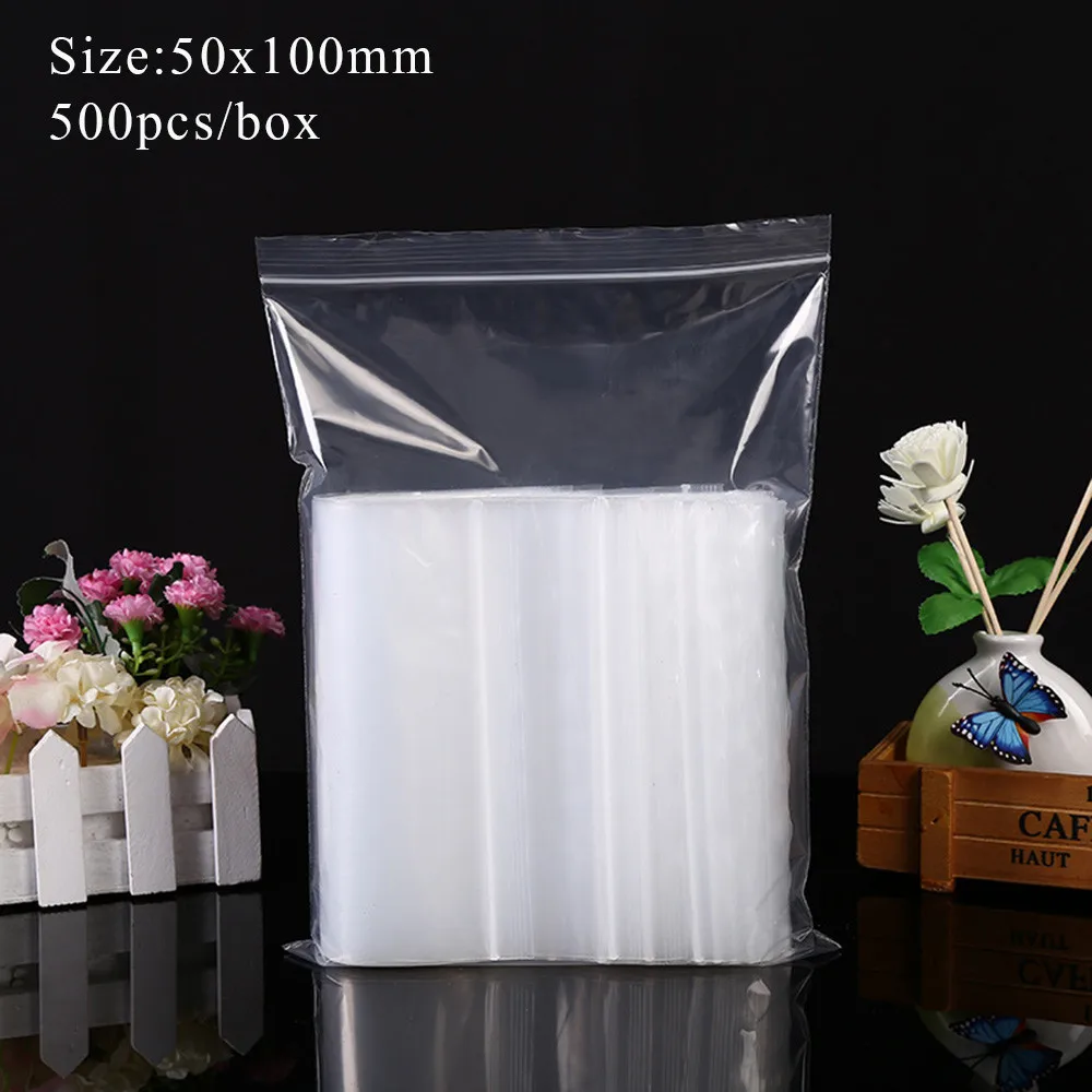 Beadaalique 500 количество многоразовая застежка полиэтиленовые пакеты, 2 на 3 дюйма, 50 мм на 100 мм ittle само zipping сумка для хранения