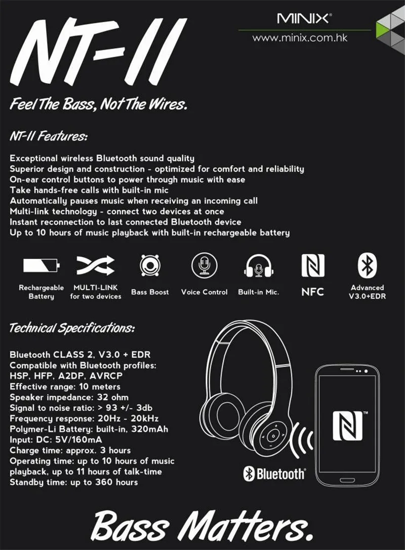 MINIX NT-II NFC Wireless Headphone Foldable Sports Bluetooth Headset (1)