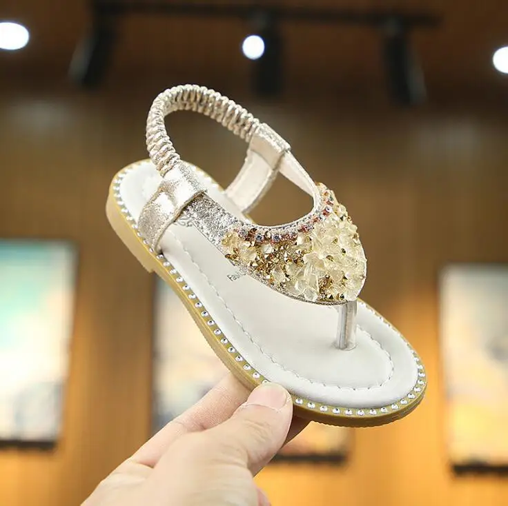 

latest release 2019 summer girls toe rhinestone sandals Korean female baby princess sandals and slippers children Roman shoes