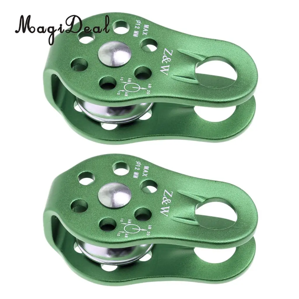 MagiDeal Durable 2Pcs 20KN Fixed Rock Climbing Rope Pulley Rappelling Arborist Rigging for Mountaineering Survival Equipment
