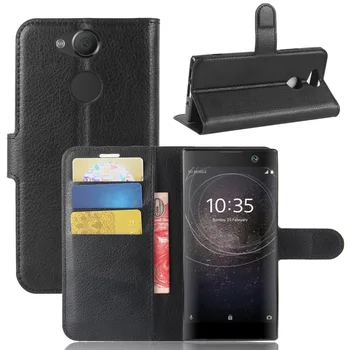 

100pcs/lot For Sony Xperia XA2 Ultra Lichi wallet PU Leather stand+TPU Cover Case with card slot For Sony Xperia XA2 L2