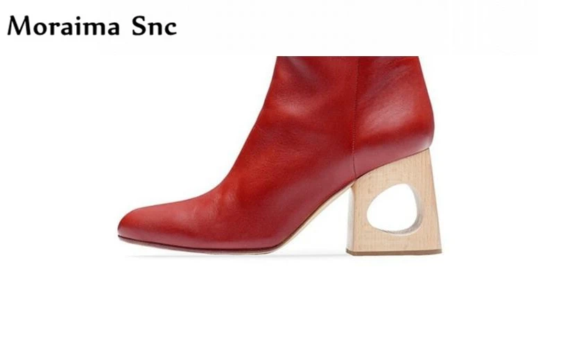 

Moraima Snc popular Pointed toe concise type 2018 strange style Sexy Ankle Boots for Woman side zipper high heels riding boots