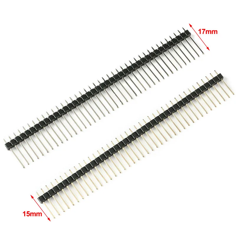 

10PCS 2.54mm Single Row Male 1 * 40P Breakaway PCB Board 40Pin Header Long 15/17mm Connector Strip Pinheader For Arduino