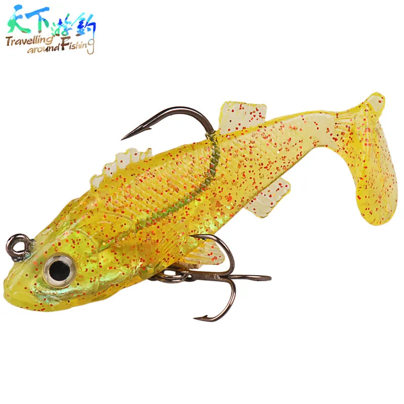 Travel 5pcs 85mm 18.1g Soft Lures 3D Eyes Pesca Isca Artificial Soft