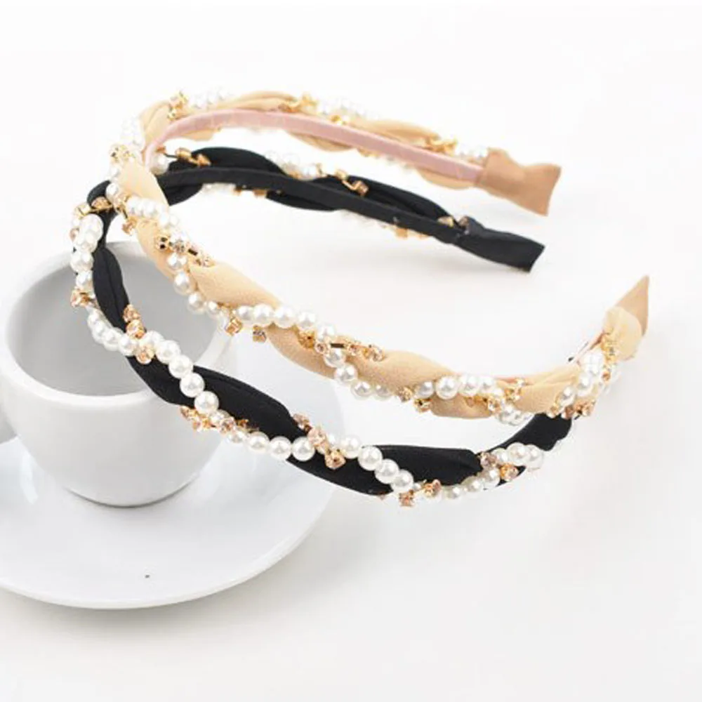 

1pc Women Pearl Hair Hoop Headband Cute Beauty Wave Hairband Girl Handwork Hair Accessories Female Princess Wedding Gifts