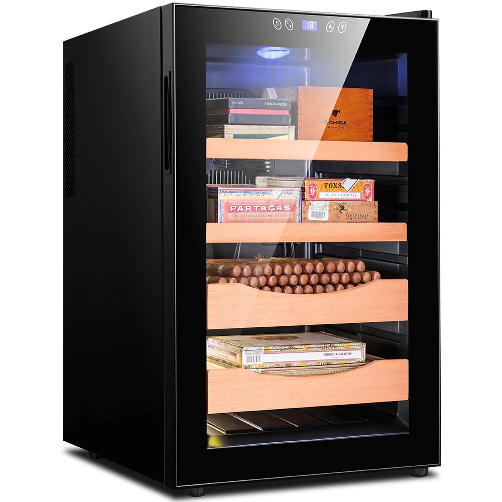 Шкафчик для хранения сигар "humidor" светодиодный светильник Humidor кулер humidor шкаф испанский кедр деревянная полка сигары охладитель FK-68C - Цвет: Темно-серый