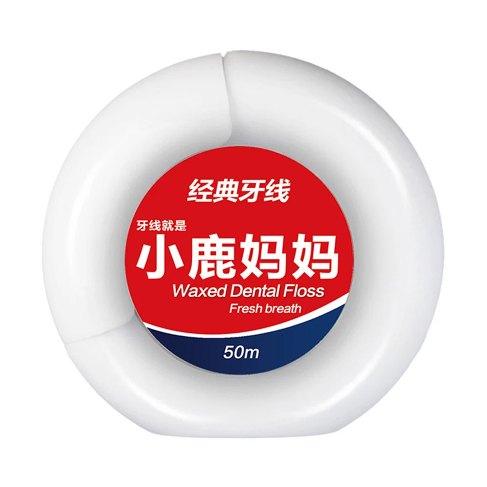 1Pc 50m Portable Floss Teeth Flosser Oral Care Peppermint Micro Wax Picks Tooth Cleaner Health Hygiene Supplies With Case dental floss stick dental floss sticks dental floss dental cleaning tools