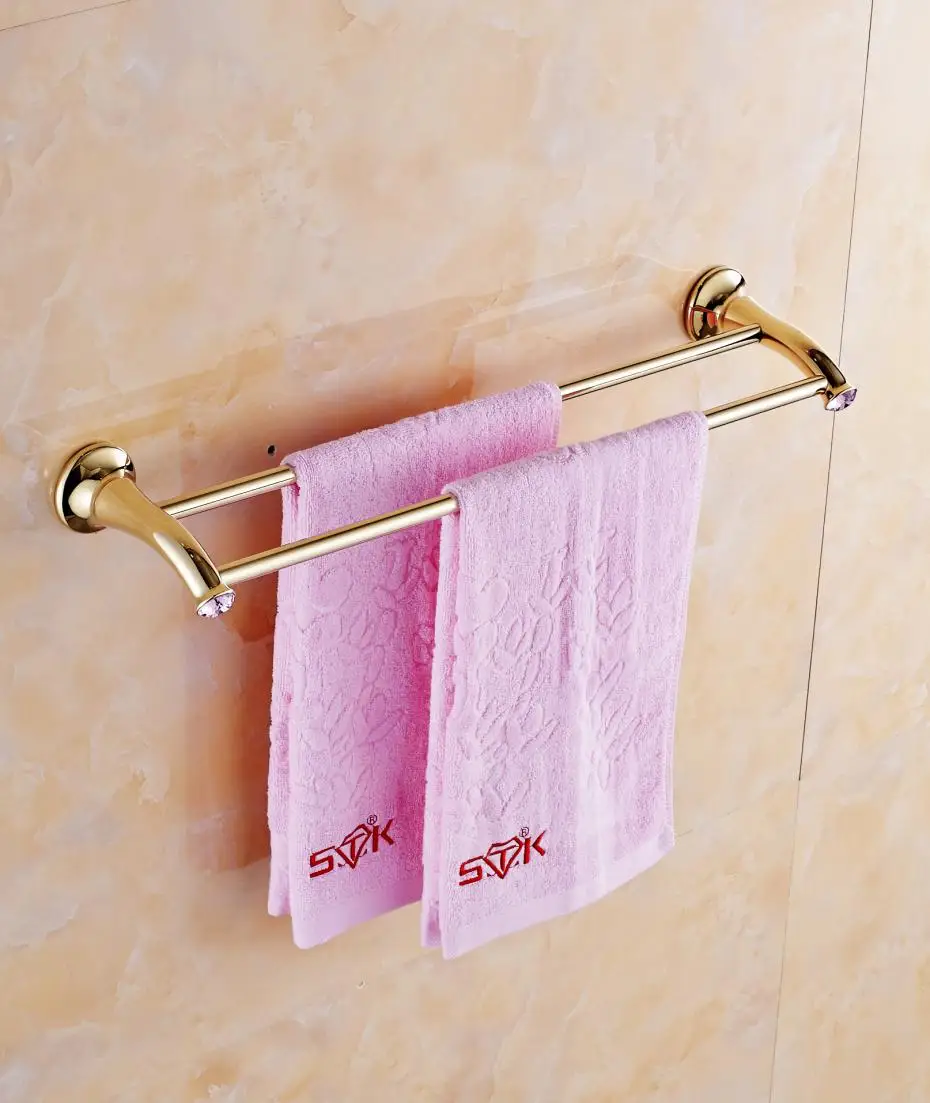 Antique Polish Bathroom Towel Holder Gold Copper Double Towel Bar Brass