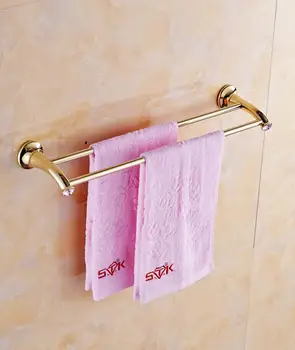 

Antique Polish Bathroom Towel Holder Gold Copper Double Towel Bar Brass Bathroom Accessories
