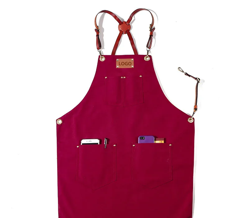 

Barista double-sided cotton canvas apron restaurant baking floral painting tea shop uniform