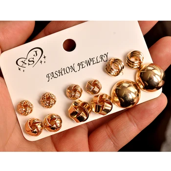 

New fashion women's jewelry wholesale girls party earrings beautiful gorgeous 6 pairs / set couple earrings gifts free shipping