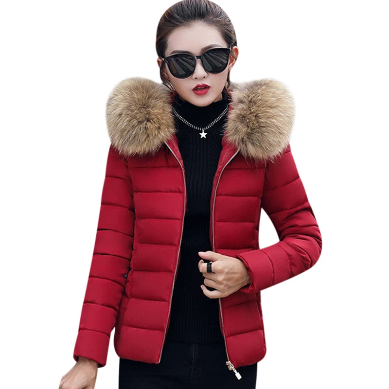 pink Green Col Le 4xl Coton rembourré Red Femme Épaississement Taille Black Bas Vestes Vers Ouatée Fourrure Manteau wine Veste army F3 Chaud Parcs white De La Femmes Hiver Plus Faux zwSqw