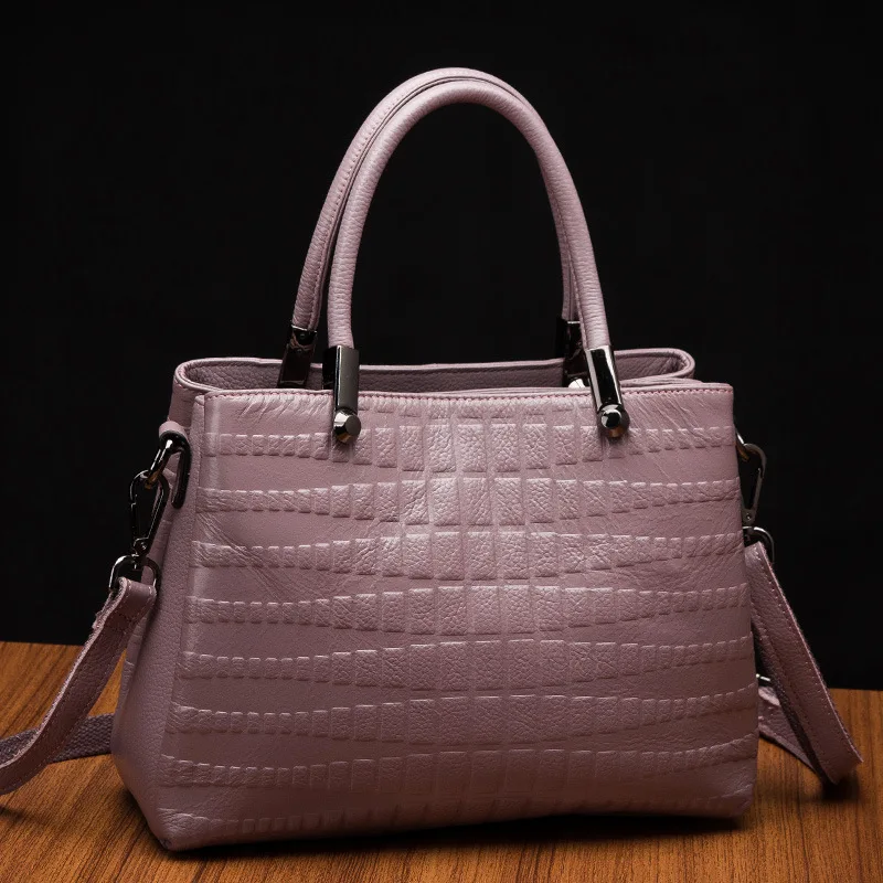 

Lady Handbag Women Shoulder Bag Alligator Crocodile Pattern Genuine Leather Cowhide 2019 Three Layers New Simple Large Capacity