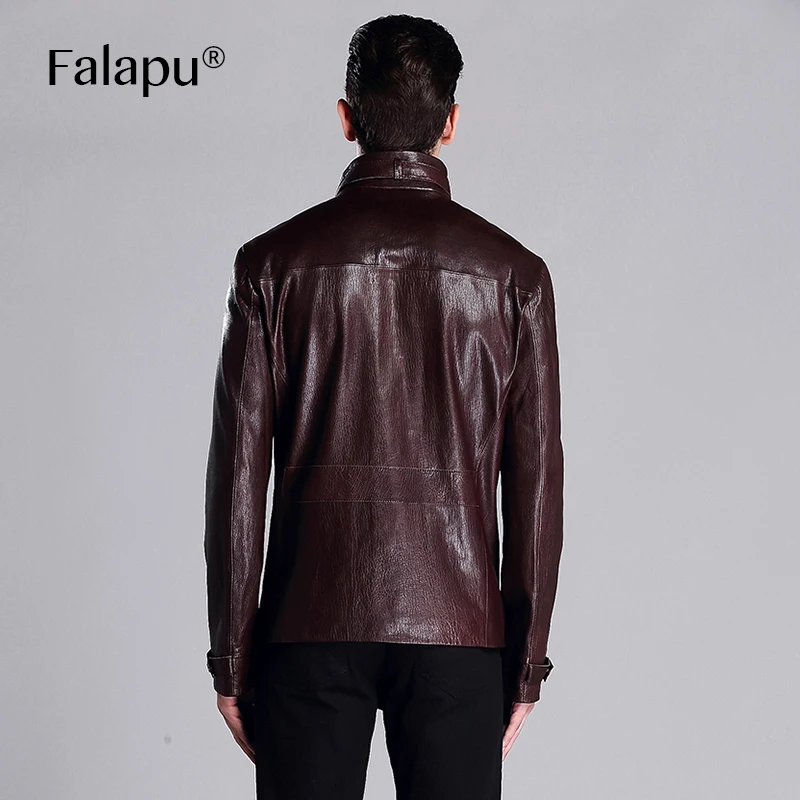 Falapu Новая мода весна-осень натуральная кожа куртка мужская Настоящая кожаная куртка 81710-1