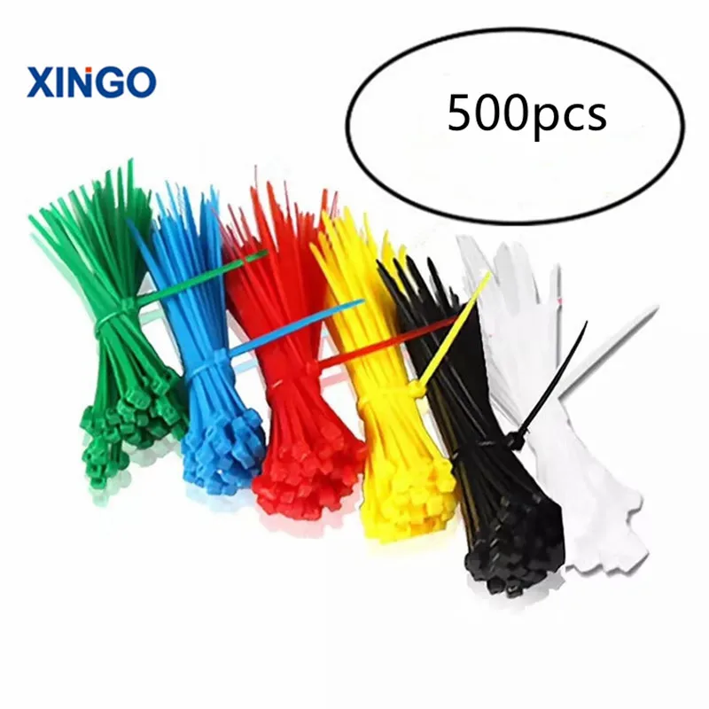 Xingo 8 дюймов нейлоновые кабельные стяжки с самоблокирующийся ЦВЕТНОЙ кабель стяжку проволочная петля Обёрточная бумага стяжки 500 шт
