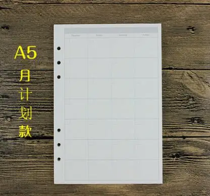 A5/A6 спираль блокнот наполнитель бумага для Filofax Диарио планировщик внутренние страницы замены офисные аксессуары переплетная книжная бумага - Цвет: A5 Monthly plan