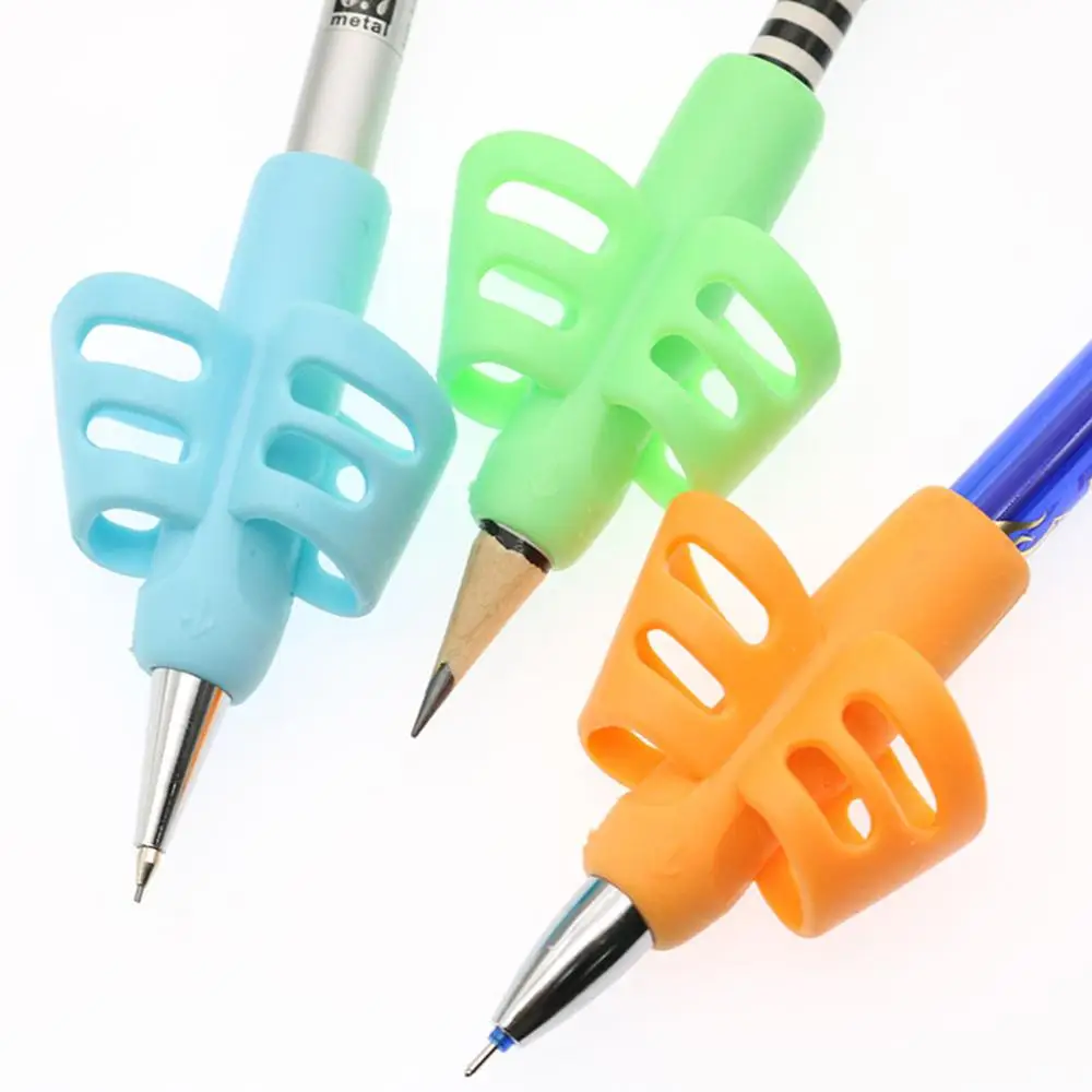 

Silicone Two-Finger Pen Holder Baby Learning Writing Tool Correction Device Pencil Set Stationery Correct Finger Position 3pcs