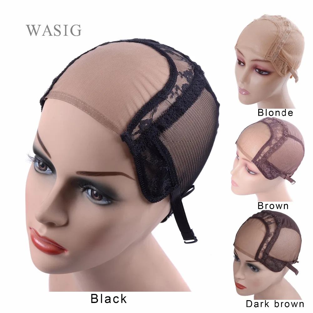 

4*4" U Part Wig Caps With Lace Net For Making Wigs With Adjustable Straps Glueless Weaving Caps Mesh Wig Cap