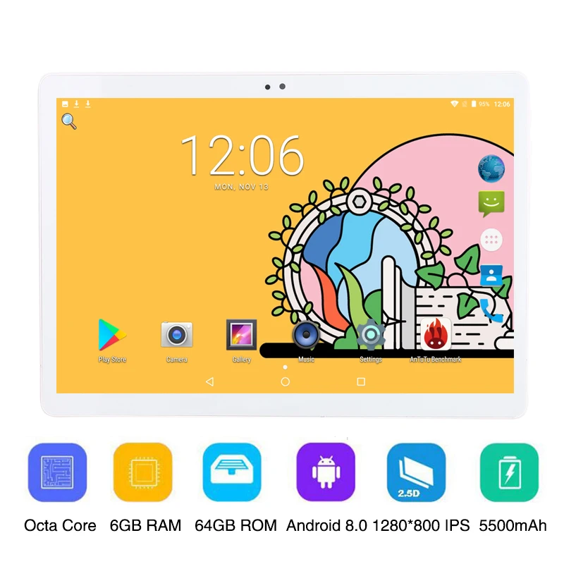 

10 inch Tablet PC Octa Core 6GB RAM 64GB ROM Dual SIM Android 8.0 GPS 3G 4G FDD LTE Tablet 10 10.1 1280x800 ips WIFI FM GPS