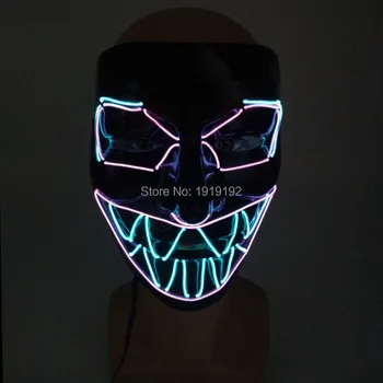 

Horror Bloody Machine Eye Serrated EL Mask Halloween Glow Party Supplies Anonymous Masquerade Party Masks Free Shipping