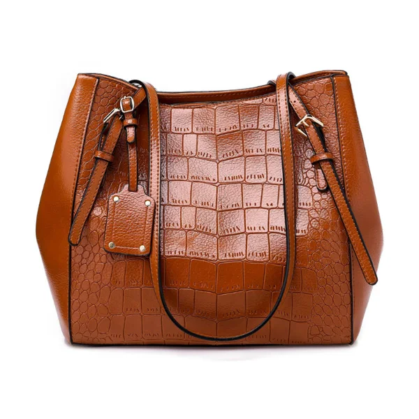 

Women Solid Color Alligator Shoulder Bag Simple Style Large Casual Totes Female Pu Leather Crossbody Bags Ladies Handbag