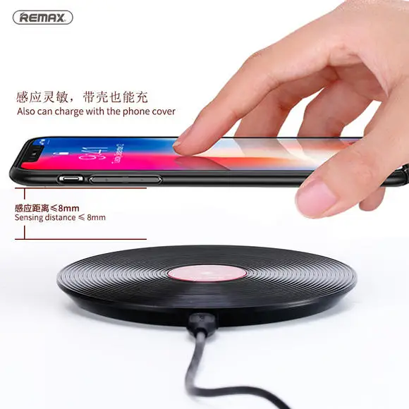 

REMAX RP-W9 10W Qi Wireless Charger Fast Charging for Samsung S8 S9 S10 For iPhone X XS MaX 8 Pad with Micro Usb Cable