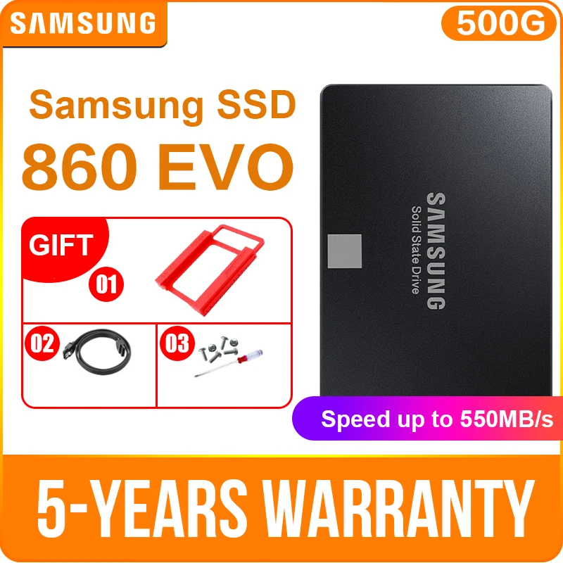 SAMSUNG 860 EVO 250 ГБ 500 1 ТБ Внутренний твердотельный диск 2,5 "SATA3 SSD твердотельный диск для ноутбука Настольный ПК TLC disco duro записная книжка