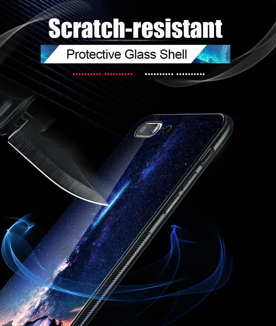 TOMKAS Space Star Case For iPhone X Case Tempered Glass Patterned For iPhone 7 6 Plus 6s 8 Cases Glossy TPU Soft Edge Cover