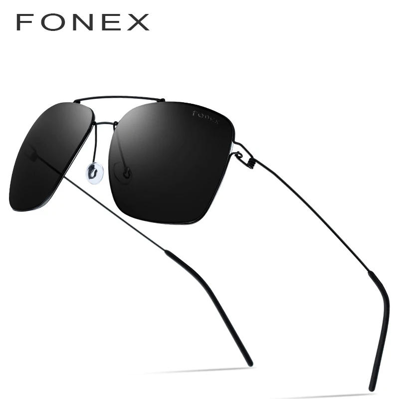 

FONEX Polarized Sunglasses Men Ultralight 2019 Brand Design Mirror Alloy Oversize Square Sun Glasses for Men Screwless Eyewear