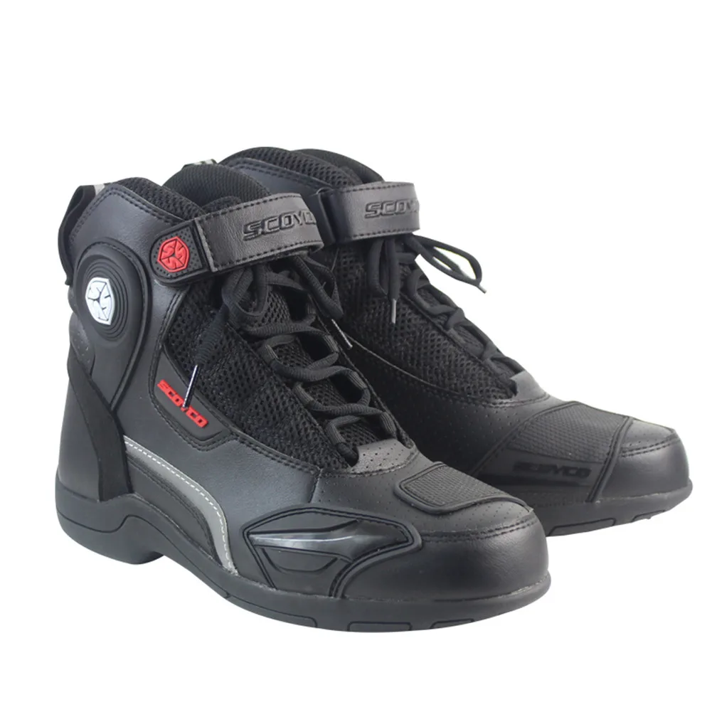 

SCOYCO MBT015 Moto Racing Leather Motorcycle Boots Shoes Motorbike Riding Sport Road SPEED Professional Botas Men Women Black