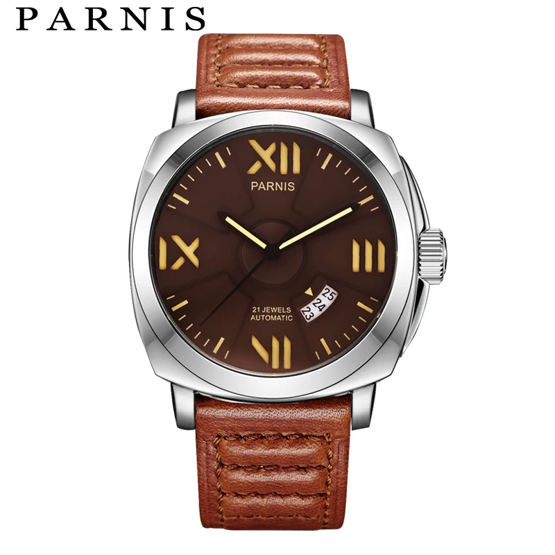 

2017 Latest Issue 44mm Parnis Top Brand Mens Watches 21 Jewels Automatic Watch Men Luminous Self-wind Mechanical Wristwatch