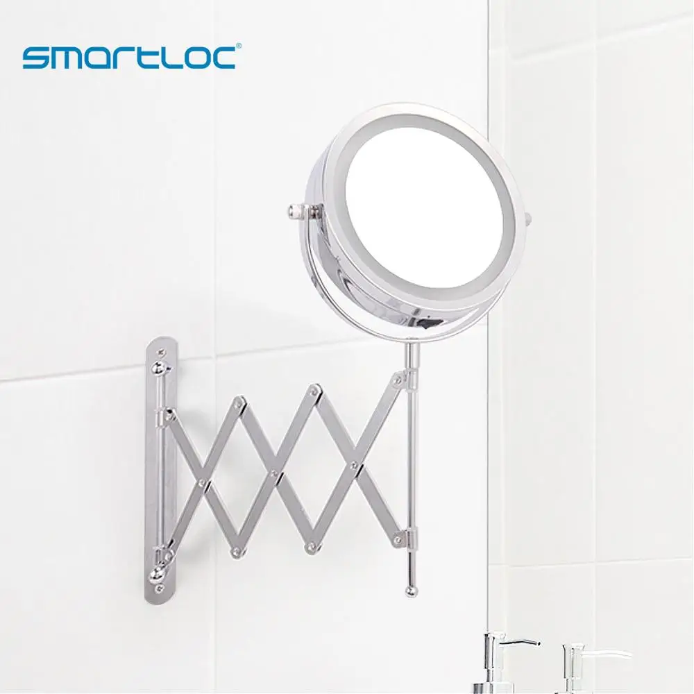 Smartloc الحديثة الحديد 6 بوصة 2 الوجه 3X المكبرة الصمام ضوء الحمام مرآة الغرور الذراع تمديد الجدار شنقا جولة مرايا Smartloc الحديثة الحديد 6 بوصة 2 الوجه 3X المكبرة الصمام ضوء الحمام مرآة الغرور الذراع تمديد الجدار شنقا جولة مرايا
