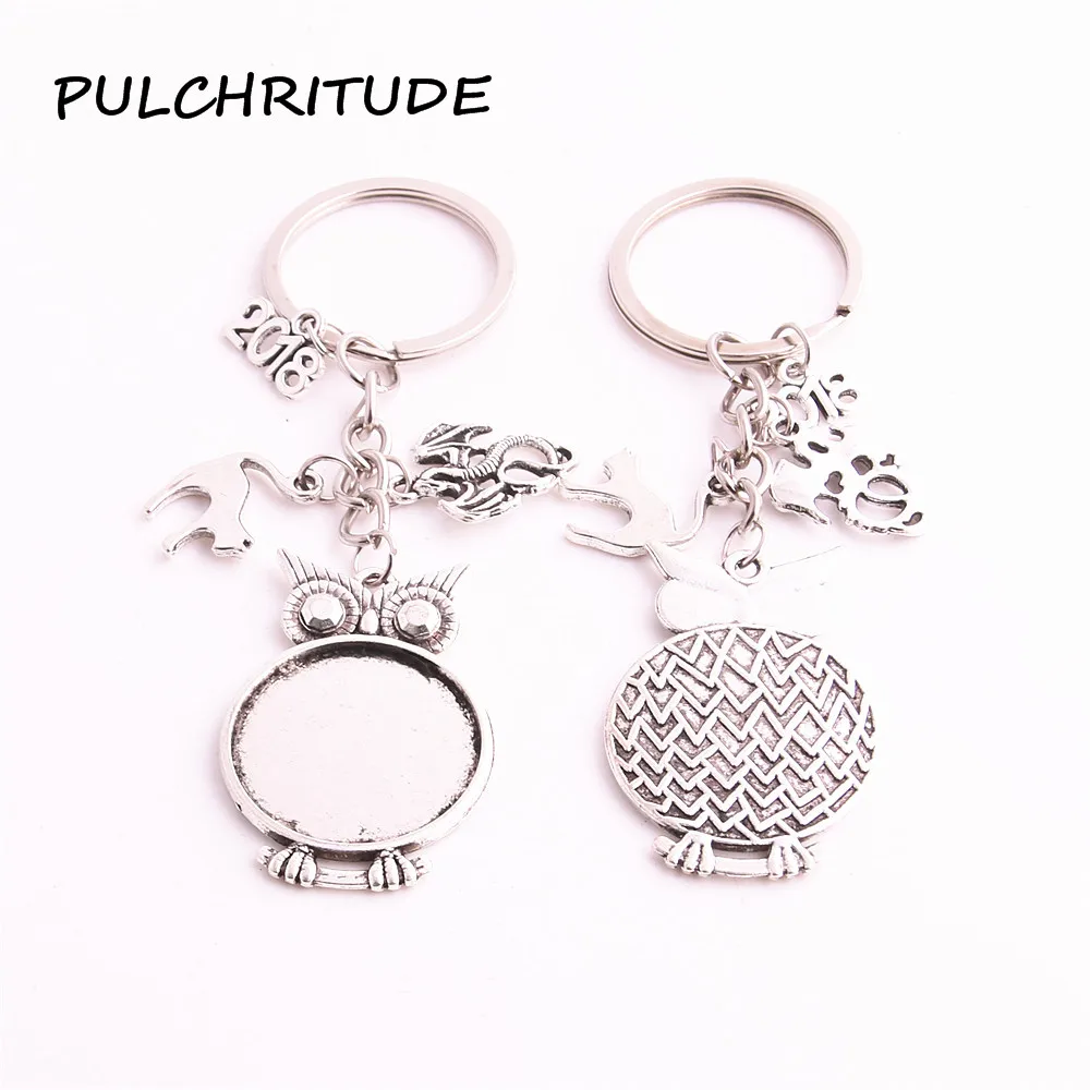 Pulchrode 3 шт. подходит для круглых 18*25 мм кабошон диа сова животное кошка Дракон пчела медведь подвеска в виде ключа цепи Diy ювелирных изделий c1938