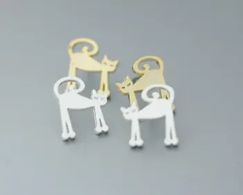 

30Psc/Lot Fashion Angry Kitty Cat stud earrings Cartoon curly tail cat ear studs For Women wholesale
