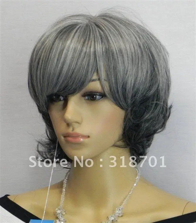 Free Shipping New Stylish Short Silver Grey Hair Women S
