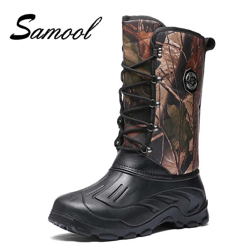

SAMOOL Winter Men Fashion High-Top Black Boots Comfortable Casual Lightweight Shoes Men New Lace Up Warm Round Head Boots Lx5