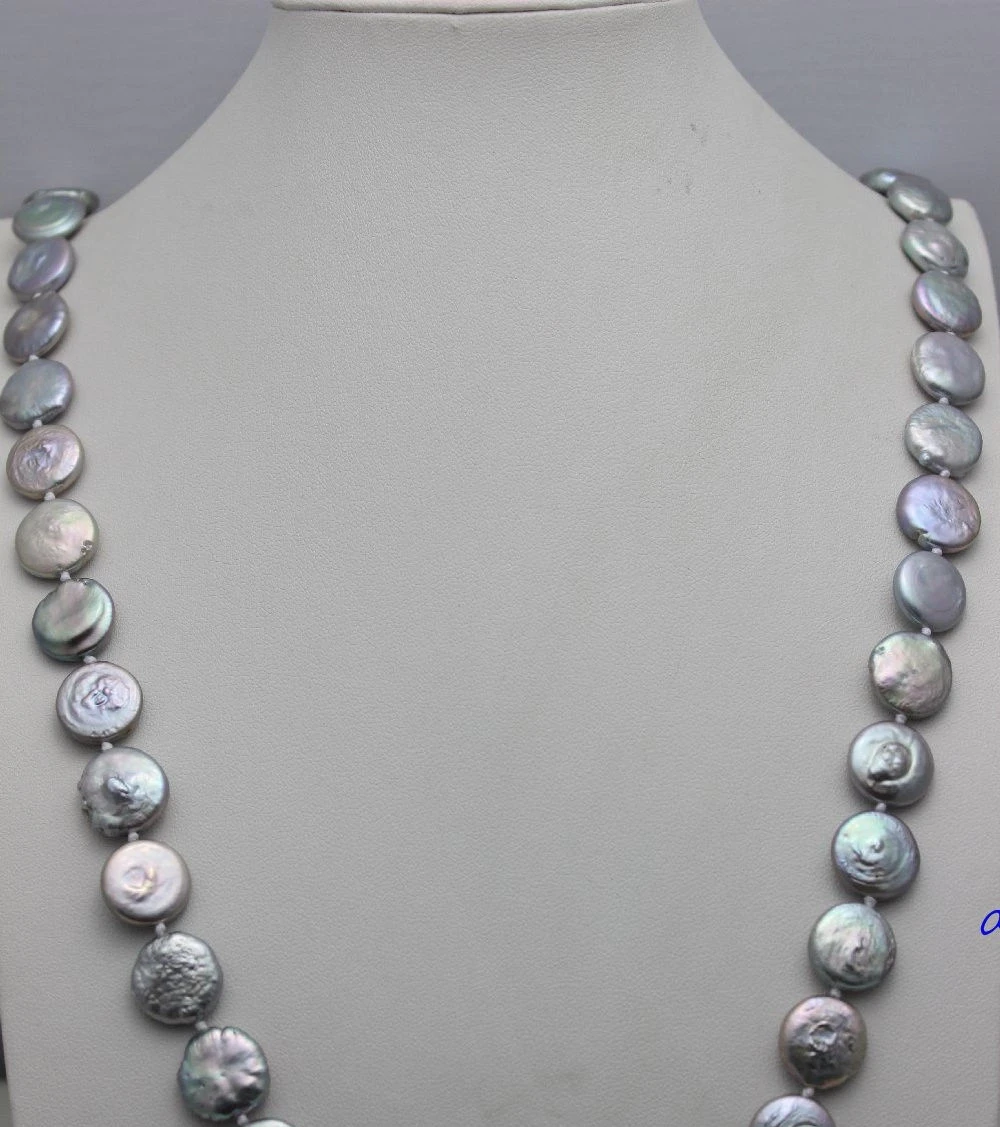 

Handmade"Gray Freshwater pearl long necklace 32" No Metal Strand/String Beauty a(5.18)