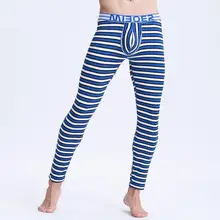 Брендовое мужское термобелье мужские кальсоны в полоску Теплые штаны нижнее белье мужские тонкие удобные Леггинсы Размер M L XL XXL