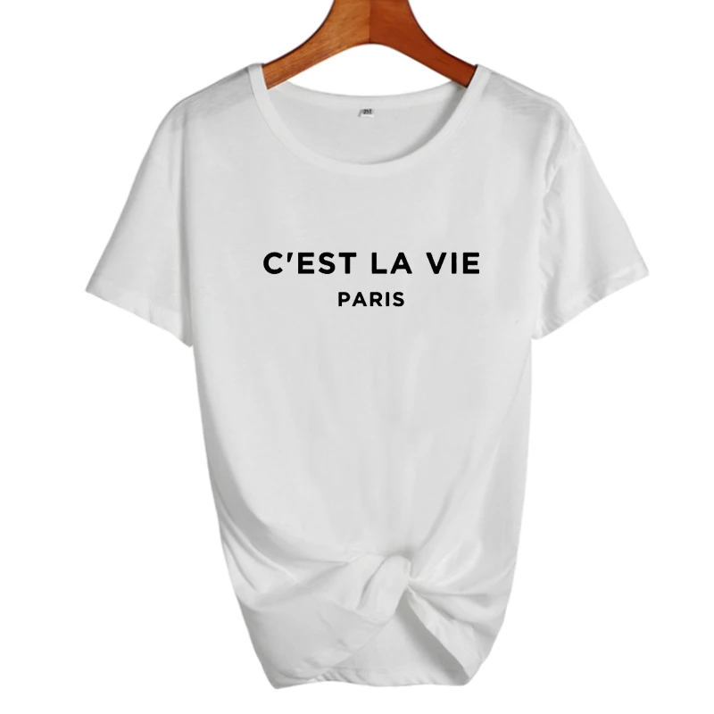 Женские футболки Cest La Vie French C'est La Vie, Cest La Vie, летняя модная женская одежда Tumblr футболка Femme Топы