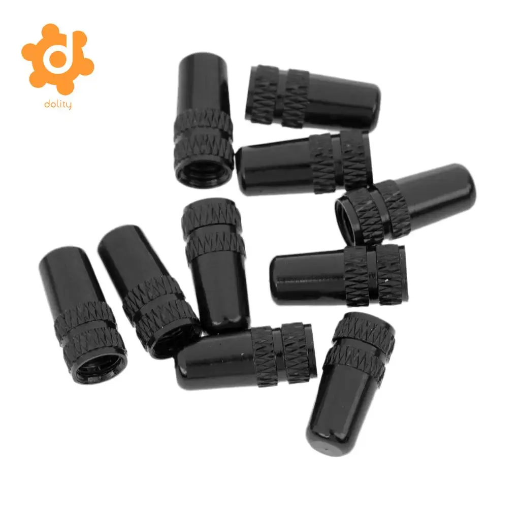 10Pcs MTB Bike Bicycle Aluminum Alloy Presta Valve Cap Dust Cover  for Added Grip Cycling Bicycle Parts -Black