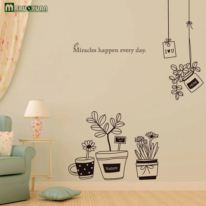 

Black Bonsai Removable Vinyl Flowerpot Kindergarten Nursery Children's Bedroom Bedroom Decoration Wall Diy Wall Stickers