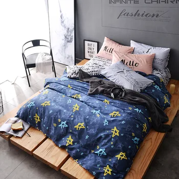 

Nordic Style 100% Pure Cotton 4 Pieces Soft Bedding Set Including Duvet Cover Bed Pillowcases King Size Home Decoration
