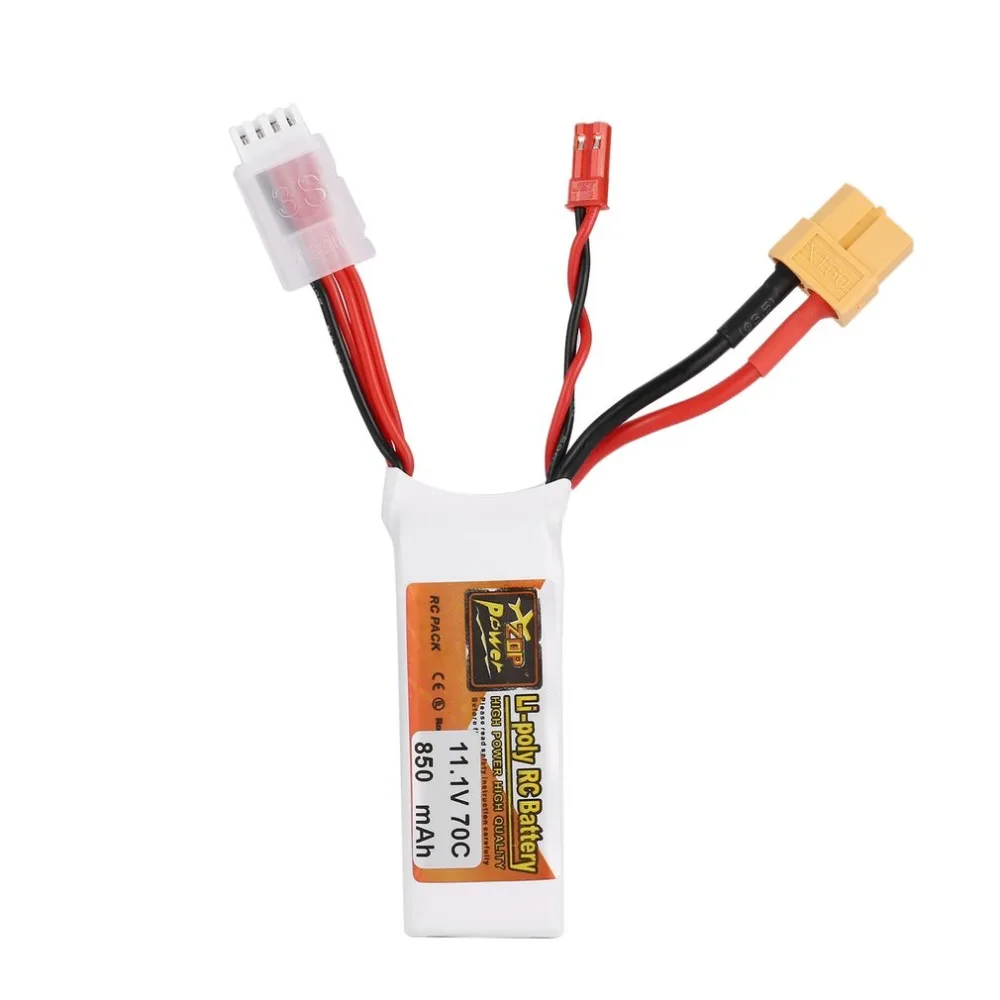 

ZOP Power 11.1V 850mAh 70C 3S 1P Lipo Battery JST XT60 Plug Rechargeable for RC Racing Drone Helicopter Car Boat Mode